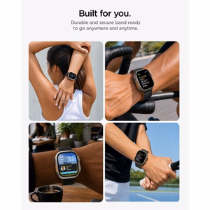 Spigen Athlex Air M -ranneke Apple Watch 44/45/46/49 mm -malleille, musta ja oranssi