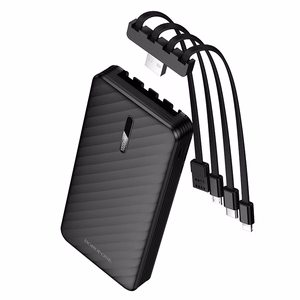 Borofone BJ84 Smooth varavirtalähde 10000mAh USB sis. USB-, Type-C-, Lightning- ja Micro USB -kaapelit musta
