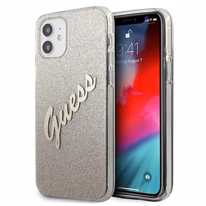 Guess GUHCP12SPCUGLSGO iPhone 12 mini 5.4" kultainen/kultainen kovakotelo Glitter Gradientti Script