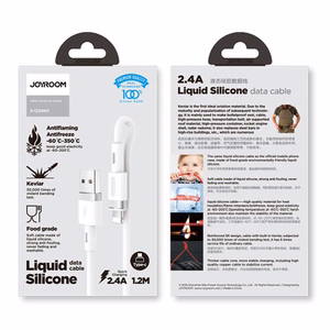 Joyroom Liquid Silicone -datakaapeli N2 USB-A / Lightning 2,4A 1,2 m - valkoinen