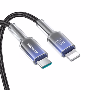 Joyroom S-A42 Crystal-Clear Series 30W USB-C - Lightning -kaapeli 1,2 m - musta
