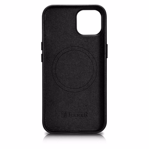 iCarer Case Nahkakotelo iPhone 14 Plus -puhelimelle aito nahkakotelo musta (yhteensopiva MagSafe)