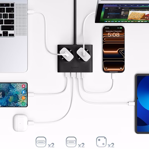 Orico PDC25 25W 6in1 jatkojohto 2x AC + 2x USB-A + 2x USB-C - musta