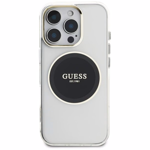 Guess IML Metal Colored Circle Classic Logo MagSafe Suojakuori iPhone 16 Pro Max:lle - musta