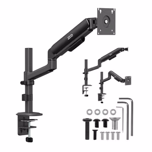 Ergo Office ER-691 B – kaasujousellinen näytönvarsi 17–32 tuuman näytölle, 1–10 kg, VESA enintään 100×100, mattamusta