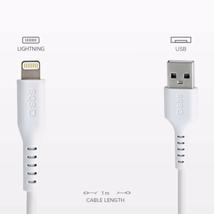 SBS TECABLEUSBIP589W USB-A - Lightning Kaapeli - valkoinen