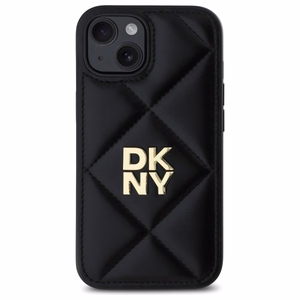 DKNY Quilted Stack Logo Suojakuori iPhone 14:lle - musta