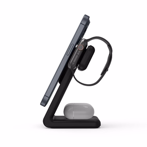 Crong MagSpot Pivot Stand 3-in-1 MagSafe-compatible wireless charger for iPhone, Apple Watch and AirPods, black