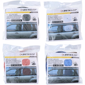 Dunlop car side-window sunshades, 36 × 44 cm, set of 2, red