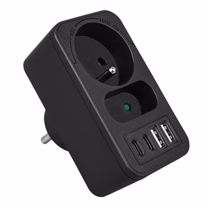 Maclean MCE249 F/B – verkkopistorasian jakaja, 2 pistorasiaa, 4 USB-porttia: 2×USB-A ja 2×USB-C PD 20 W, 1×16 A + 1×6 A