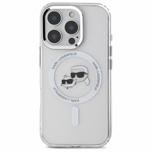 Karl Lagerfeld IML Metal Karl&Choupette Head MagSafe Case for iPhone 16 Pro - White