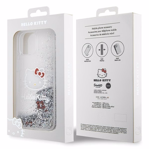Hello Kitty Liquid Glitter Charms Kitty Head Suojakuori iPhone 15:lle - hopeinen