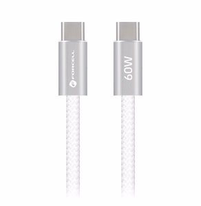 Kaapeli USB-C - USB-C Forcell F-Energy QC4.0 PD 3A 60 W Cafule Color 1,2 m ACYH23 valkoinen