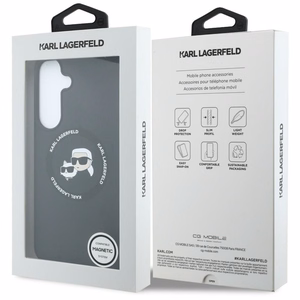 Karl Lagerfeld Silicone Karl&Choupette Heads MagSafe -suojakuori Samsung Galaxy S26 FE – musta