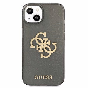 Guess GUHCP13SPCUGL4GBK iPhone 13 mini 5.4" musta/musta kova kotelo Glitter 4G iso logo