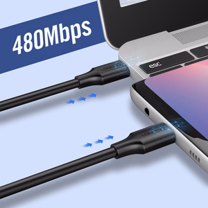 Ugreen US286 USB-C - USB-C PD QC 3A 480Mb/s -kaapeli 2m - musta
