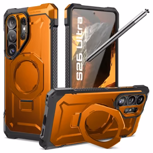 Supcase UB Grip Mag MagSafe Suojakuori Samsung Galaxy S26 Ultralle - Oranssi ja musta