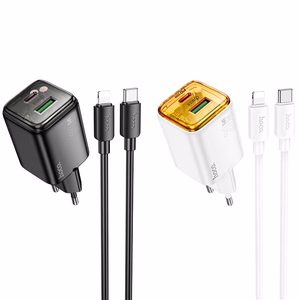 Puhelinlaturi Hoco USB A + USB C QC3.0 PD 3A 20W + kaapeli USB C - Lightning N52 musta