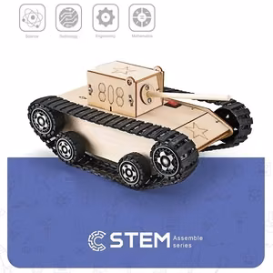 Puinen koottava setti Sähköinen armeijatankkaus, STEM-opetuspeli