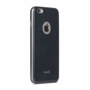 Moshi iGlaze Napa hybrid case with vegan-leather back for iPhone 6s Plus / 6 Plus, Midnight Blue