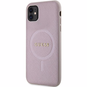 Guess GUHMN61PSAHMCP Suojakuori iPhone 11 / Xr:lle - vaaleanpunainen Saffiano MagSafe