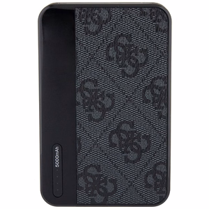 Guess Powerbank 15W GUPB5LP4GEGK 5000mAh musta/musta 4G nahka metalli logo