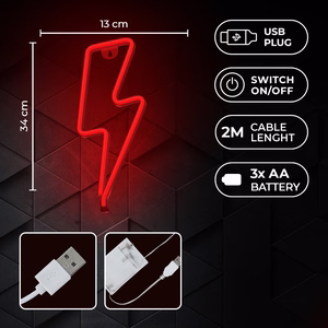 Neon LED-valo BOLT punainen Bat + USB FLNE06 Forever Light