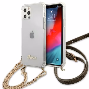Guess GUHCP12MKC4GSGO iPhone 12/12 Pro 6.1" läpinäkyvä kova kotelo 4G Kultainen ketju