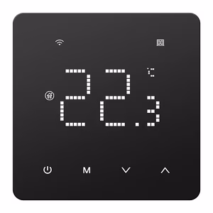 Tuya HT260041 Wi-Fi programmable thermostat for hydronic heating, 3 A, black