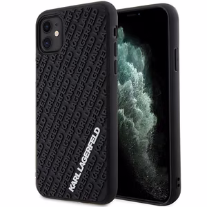 Karl Lagerfeld KLHCN613DMKRLK iPhone 11 / Xr 6.1 musta/musta kovakuori 3D Rubber Multi Logo
