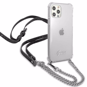 Guess GUHCP12LKC4GSSI iPhone 12 Pro Max 6.7" läpinäkyvä kovakotelo 4G Hopea ketju