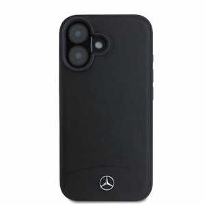 Mercedes Textured And Plain Nahkainen MagSafe Suojakuori iPhone 16:lle - Musta
