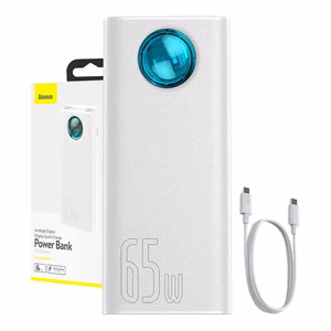 Baseus Amblight varavirtalähde 30000mAh, 4xUSB, USB-C, 65W (valkoinen)