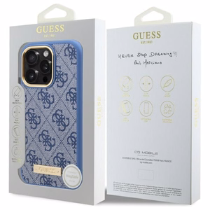 Guess 4G Logo Plate MagSafe Suojakuori iPhone 16 Pro Max:lle - Sininen