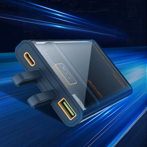WEKOME WP-325 Vanguard Series varavirtalähde, 20000 mAh, PD 20 W + QC 22,5 W, sisäänrakennetuilla USB-C- ja Lightning-kaapeleilla, musta ja läpinäkyvä