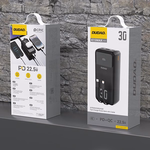 Dudao K15MAX 30000mAh PD 22.5W Powerbank sisäänrakennetuilla kaapeleilla - musta