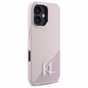 Karl Lagerfeld Silikoninen Shadow Metal Initial MagSafe Suojakuori iPhone 16:lle - vaaleanpunainen