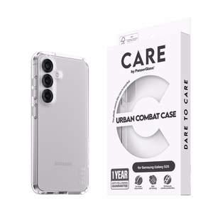 CARE by PanzerGlass Flagship Urban Combat kotelo Samsung Galaxy S25 - läpinäkyvä