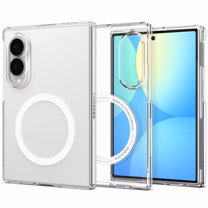 Spigen AirSkin MagFit MagSafe -suojakuori Samsung Galaxy Z Fold 8:lle, läpinäkyvä ja valkoinen