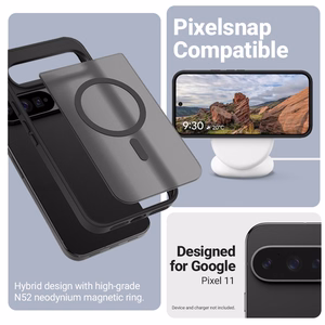 Crong Hybrid Matte Magnetic MagSafe -suojakuori Google Pixel 11 -mallille, musta
