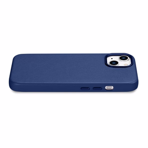 iCarer Case Nahkakotelo iPhone 14 Plus -puhelimelle aito nahkakotelo sininen (yhteensopiva MagSafe)