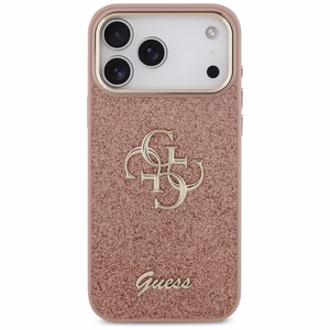 Guess Fixed Glitter Big 4G Metal Frame -suojakuori iPhone 17 Pro Max - pinkki