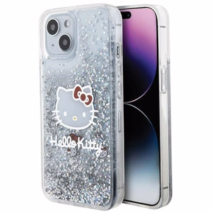 Hello Kitty Liquid Glitter Charms Kitty Head Suojakuori iPhone 14:lle - hopeinen