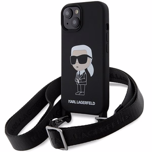 Karl Lagerfeld KLHCP15SSCBSKNK iPhone 15 6.1 kovakuori musta/musta Crossbody Silikoninen Ikonik