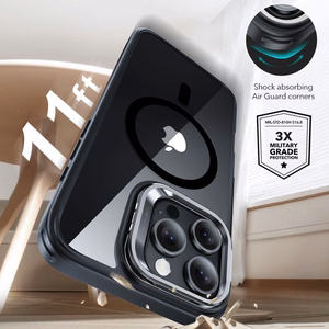 ESR Classic Hybrid Kickstand Halolock MagSafe Suojakuori setti + Karkaistu lasi iPhone 16 Pro:lle - läpinäkyvä