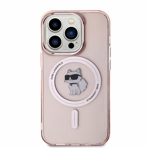 Karl Lagerfeld IML Choupette MagSafe Suojakuori iPhone 14 Prolle - vaaleanpunainen