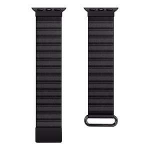 Crong Eclipse magnetic eco-leather strap for Apple Watch 44 / 45 / 46 / 49 mm, black