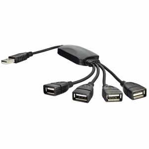 Akyga USB-hubi AK-AD-13 2.0, 4 porttia, musta, 15 cm