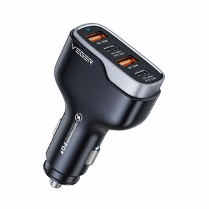 Auton laturi VEGER 2 x USB A + 2 x Typ C PD QC 3A 66W CC53-2A2C musta