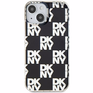 DKNY IML Ruudullinen Mono-kuvio Suojakuori iPhone 15 Plus / 14 Plus:lle - musta
